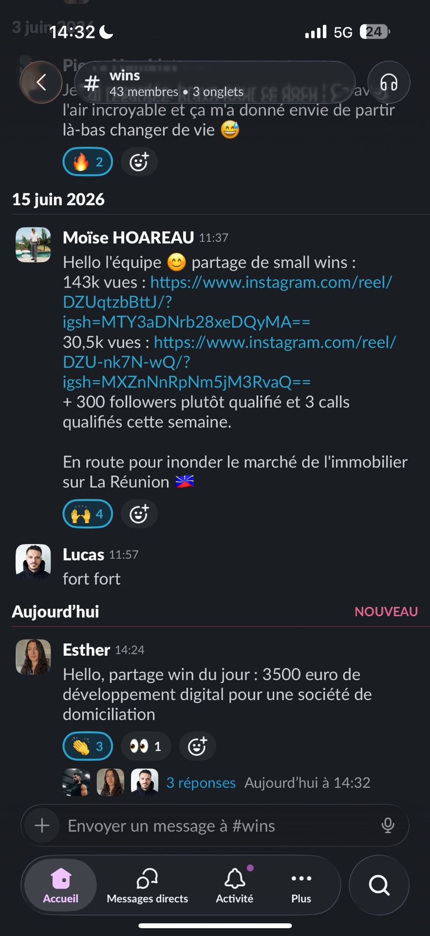 Témoignage client — message reçu