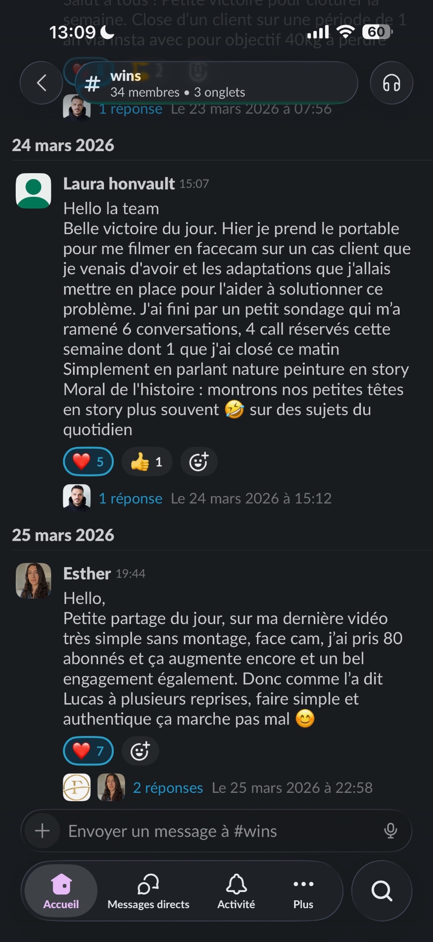 Témoignage client — message reçu