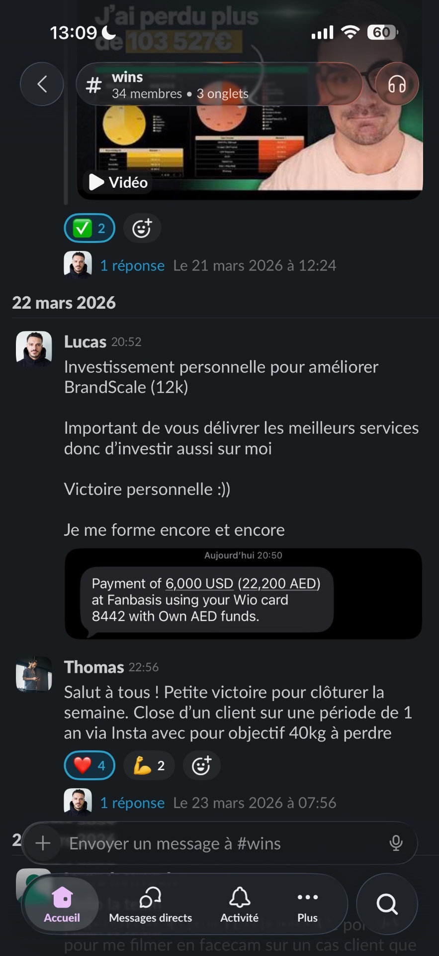 Témoignage client — message reçu